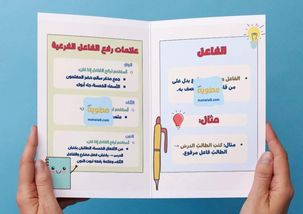 مطوية رفع الفاعل بالعلامات الفرعية - خامس.