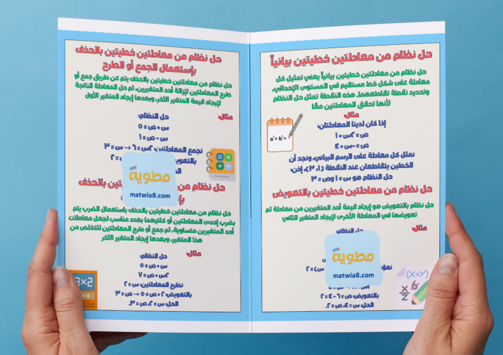 ‎مطوية أنظمة المعادلات الخطية - ثالث متوسط.
