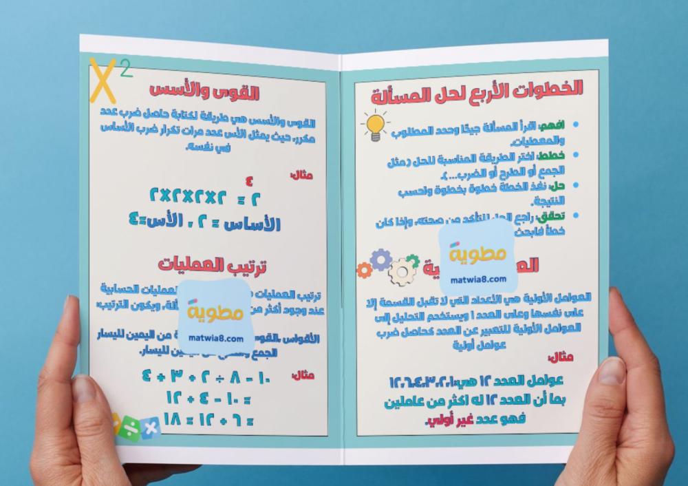مطوية الجبر  الأنماط العددية والدوال - سادس