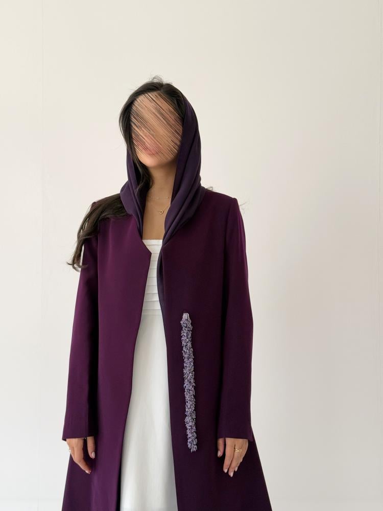 عباية بليزر بنفسجي كريب