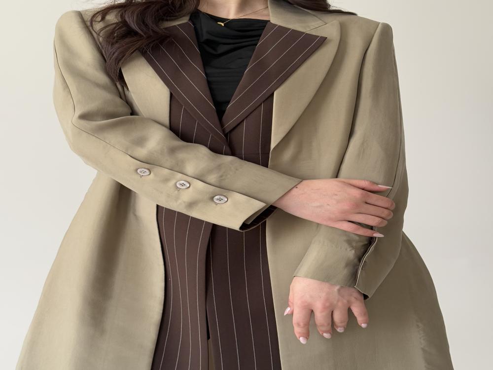 عباية بليزر حرير مغسول بني