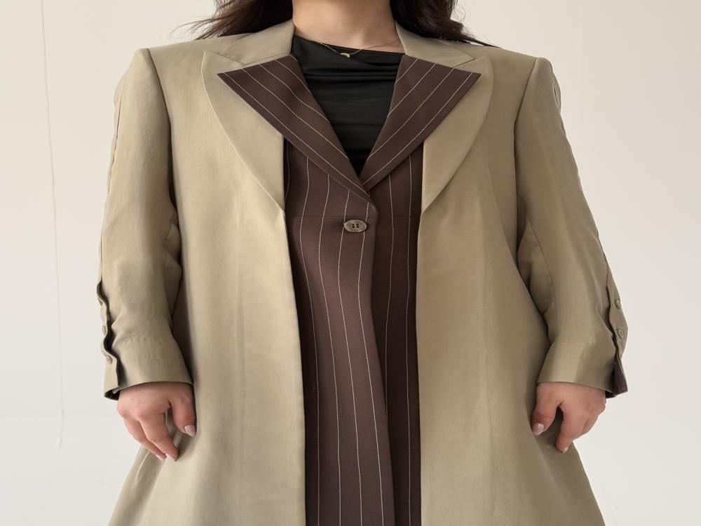 عباية بليزر حرير مغسول بني