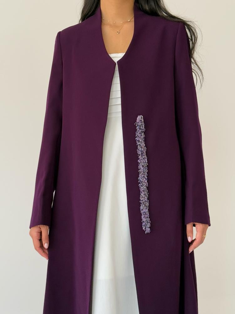 عباية بليزر بنفسجي كريب