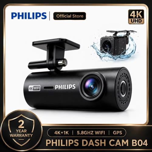 PHILIPS B04 داش كام 4K + 1K أمامي وخلفي HDR وواي فاي