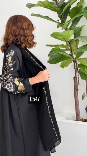 عباية كريب بلقيس تطريز يدوي قصة عادية ستريت