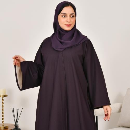 عباية دبل فيس باللون الارجواني والبيج