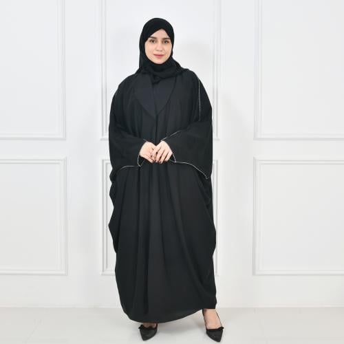 عباية بشت سوداءتصميم بليزر بتداخل قماش الجاكار الص...
