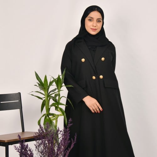 عباية سين السوداء - رسمية بأزرار ذهبية وجيوب أمامي...