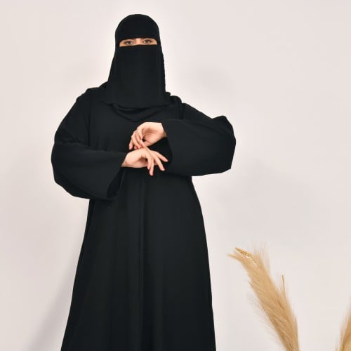 عباية سوداء كلوش بقماش شيفون مبطن