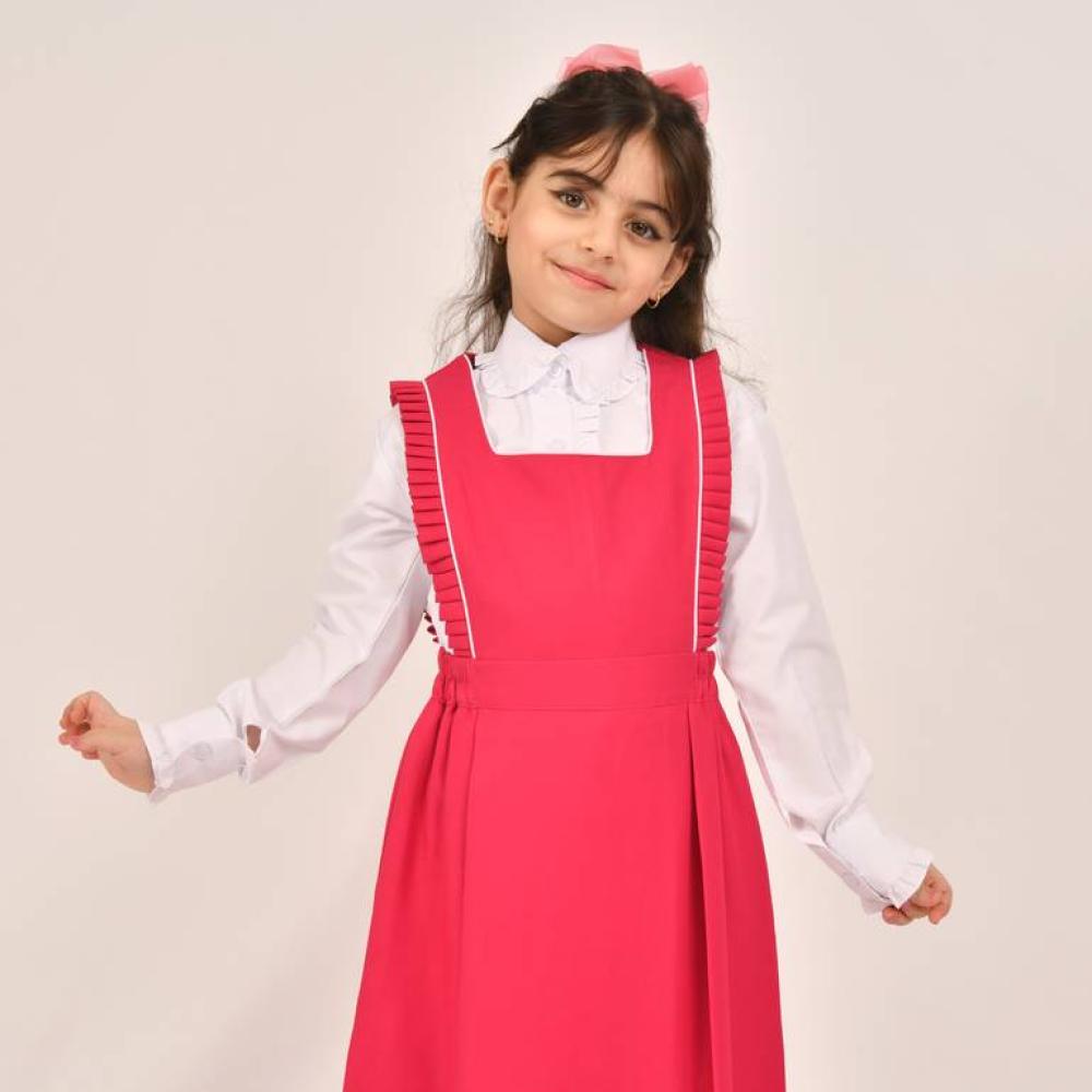 مريول فوشي بكشكش مع تحديد ابيض
