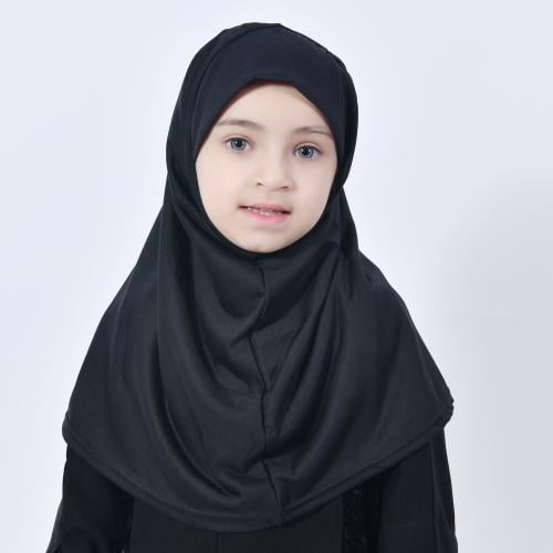 حجاب قطني أسود بناتي طويل