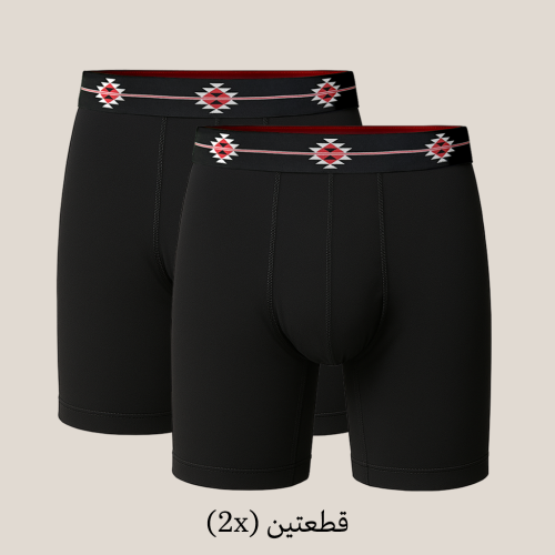 سروال داخلي (بوكسر) رجالي - أسود (قطن)