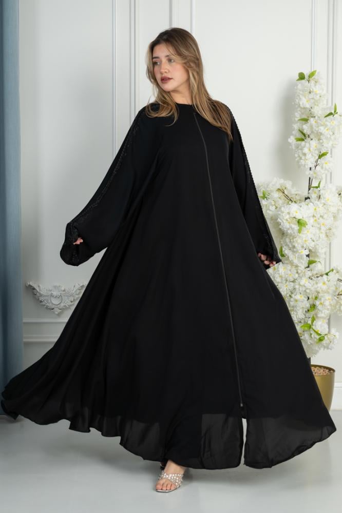 عباية سوبر ندي مع قيطان فصوص سحاب