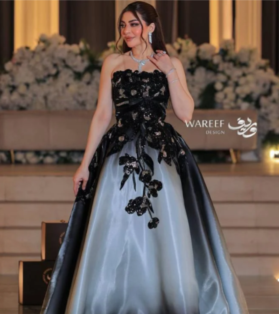 فساتين سهرة لون رمادي