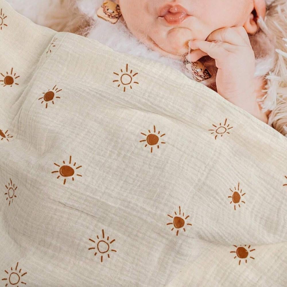 غطاء أطفال قطني برسم شمس