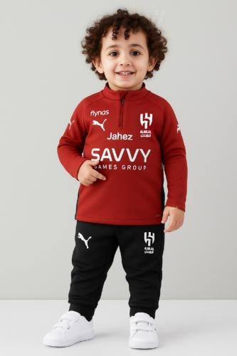 طقم تمارين الهلال اطفال الاحمر الجديد 2025-2026-النجم