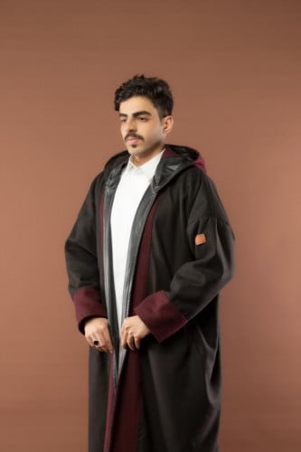 فروات رجالي جوخ لون أسود وعنابي دبل فيس تنلبس جهتين / متحر النجم