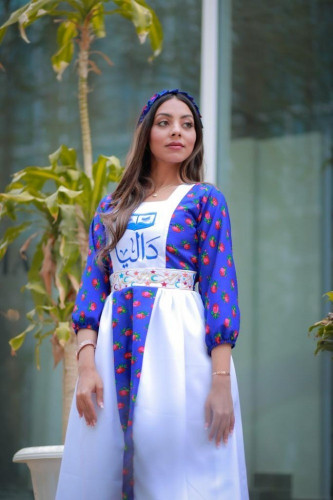 فستان جديد شالكي لون أزرق مميز