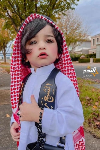 محزم اطفال بالأسم لون - اسود -ولون بني