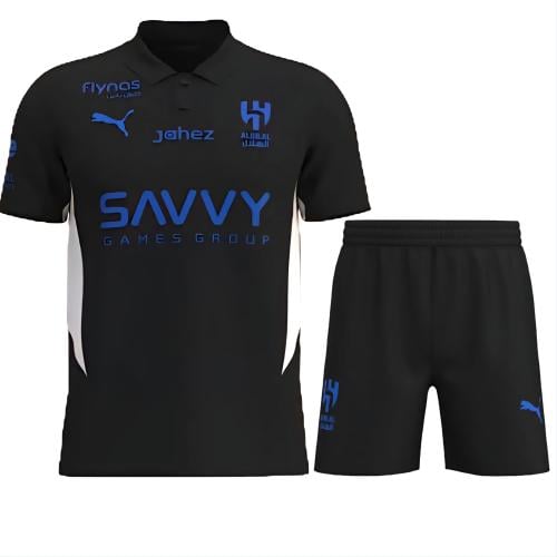 طقم بولو الهلال تيشيرت سفر مع شورت الاسود