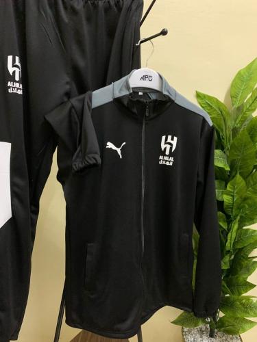 طقم جاكيت سحاب بشعار الهلال أسود