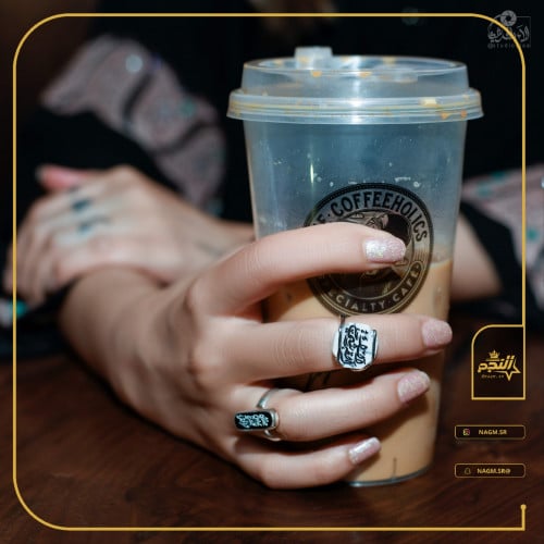 خاتم سداسي ملكي فضه ايطالي عيار 925قيراط -متجر النجم