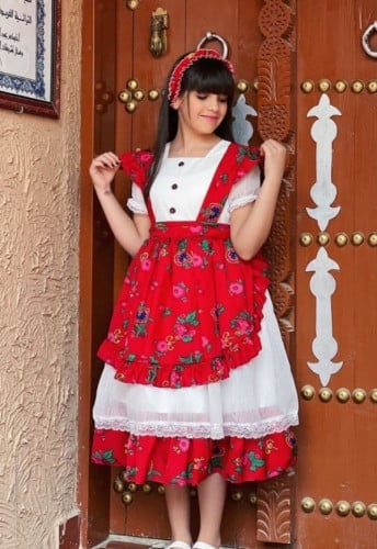 كولكشن رمضان فستان بناتي أصغر مزين شالكي