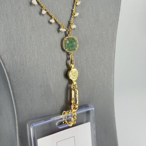 Id holder-gold&white quartz