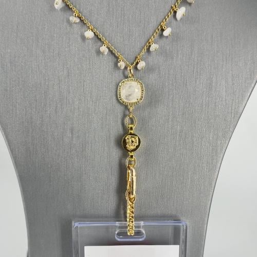 Id holder-gold&white quartz