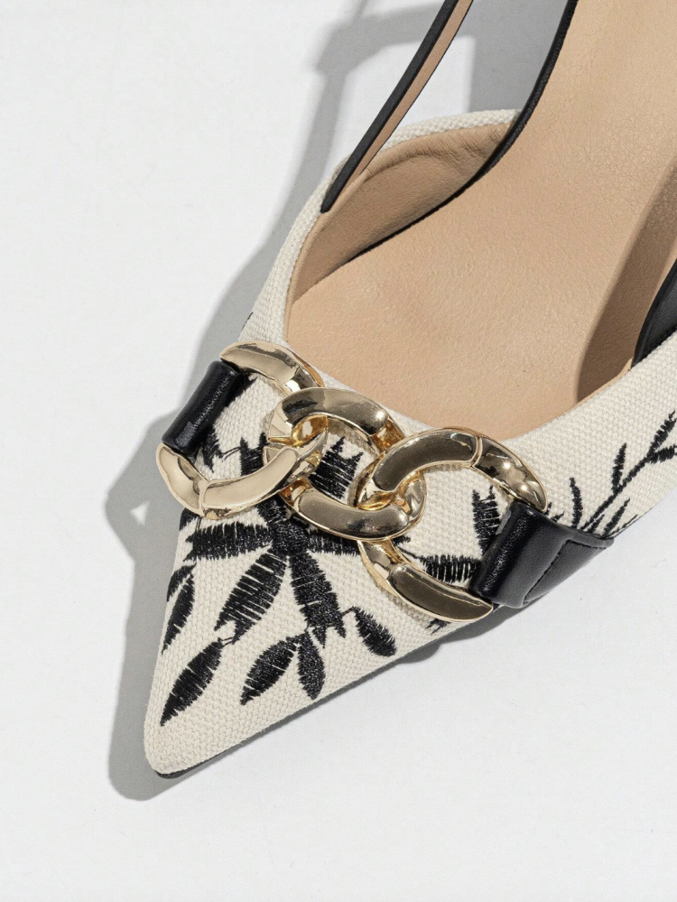 Embroidered High Heel Slingbacks - Elegant Party Heel - أحذية كعب عالي مطرزة أنيقة للحفلات