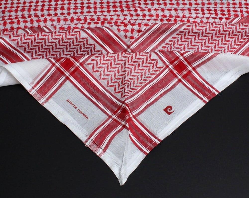 شماغ بيير كاردان أبيض واحمر كلاسيك