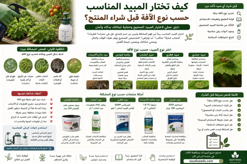 كيف تختار المبيد المناسب حسب نوع الآفة قبل شراء المنتج؟