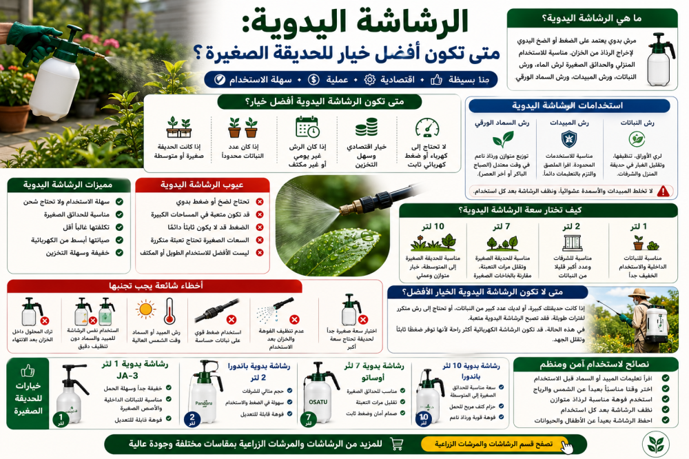 متى تكون الرشاشة اليدوية أفضل خيار للحديقة؟