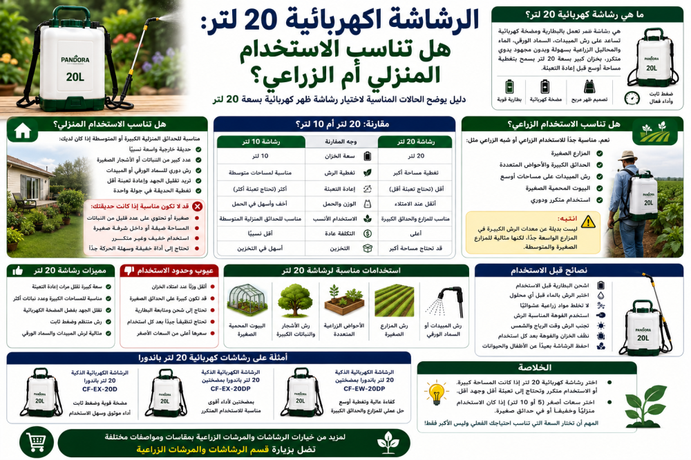 رشاشة كهربائية 20 لتر: للمنزل أم للزراعة؟