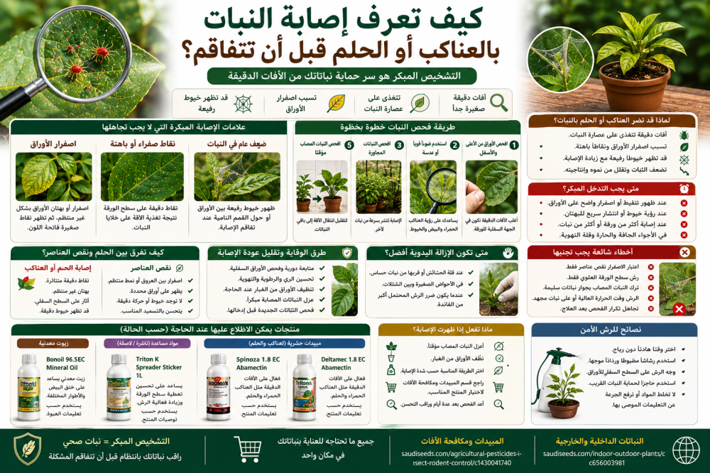 كيف تعرف إصابة النبات بالعناكب أو الحلم قبل أن تتفاقم؟