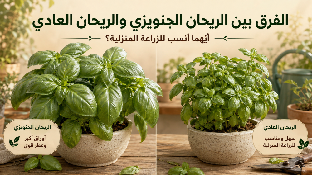 الفرق بين الريحان الجنويزي والريحان العادي للزراعة المنزلية