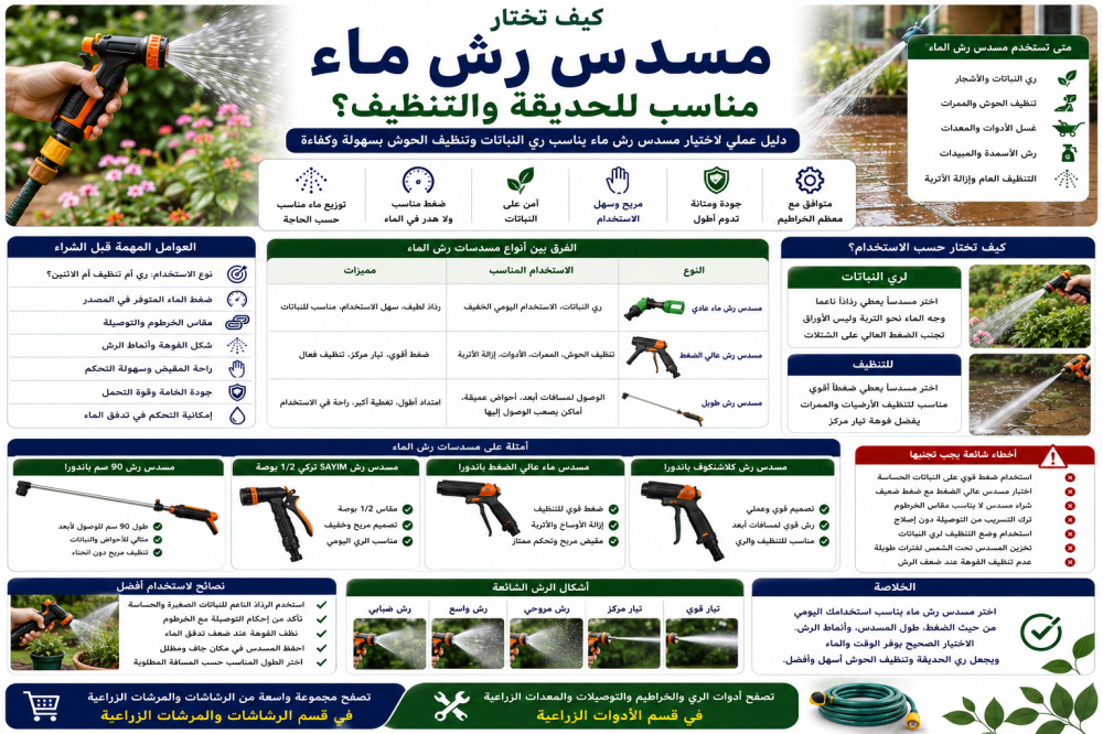 كيف تختار مسدس رش ماء مناسب للحديقة والتنظيف؟