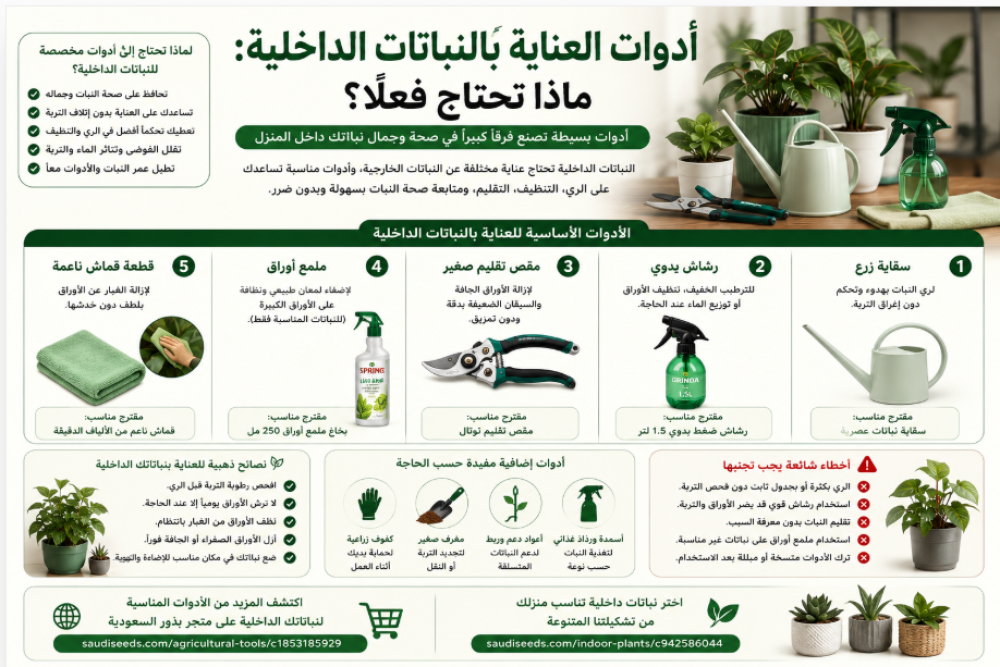 أدوات العناية بالنباتات الداخلية: ماذا تحتاج فعلًا؟