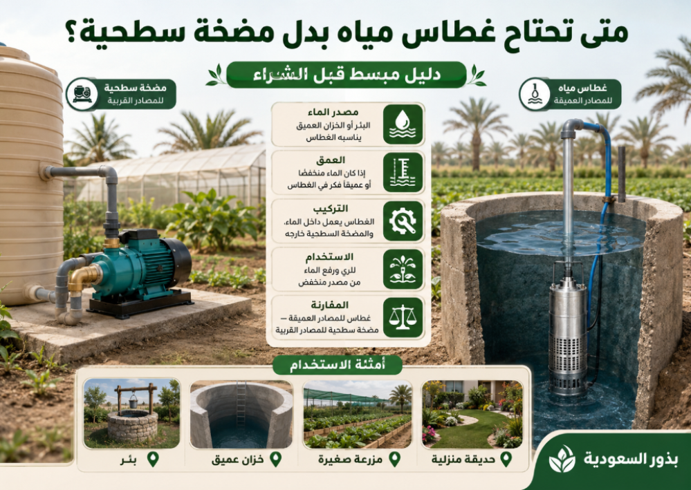 متى تحتاج غطاس مياه بدل مضخة سطحية؟