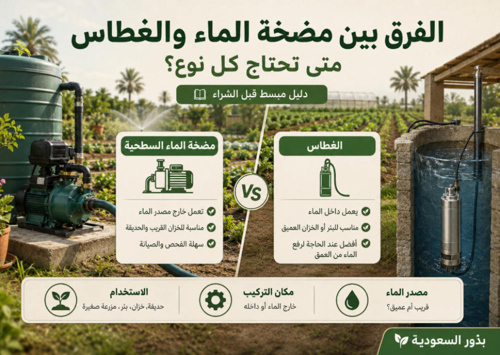 الفرق بين مضخة الماء والغطاس ومتى تختار كل نوع