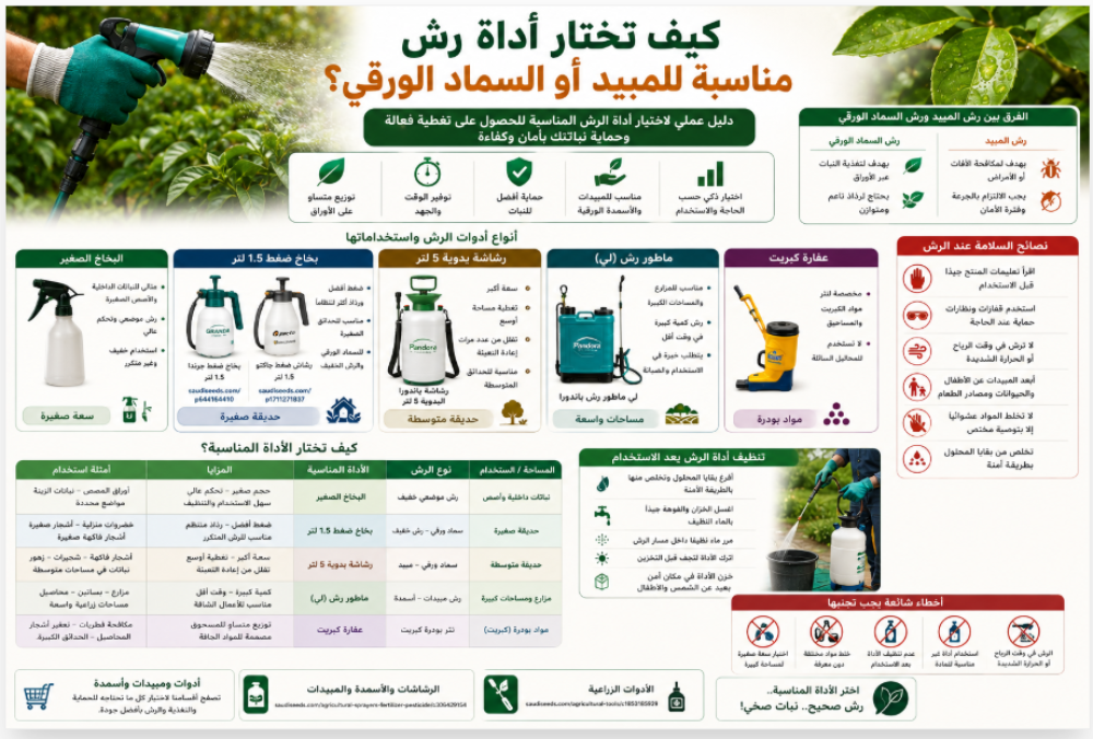 كيف تختار أداة رش مناسبة للمبيد أو السماد الورقي؟