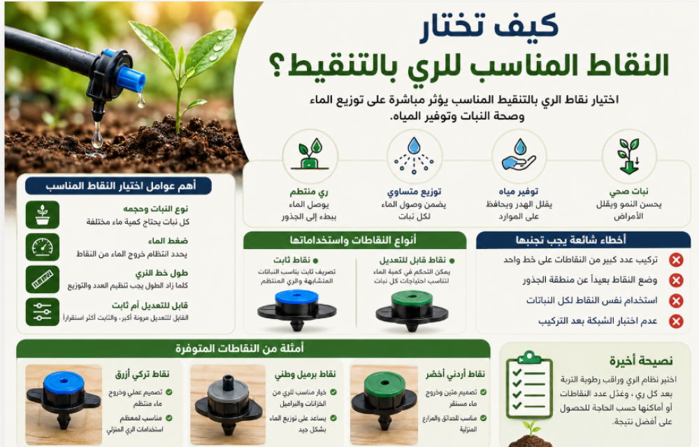 كيف تختار نقاط الري بالتنقيط المناسب للنباتات؟