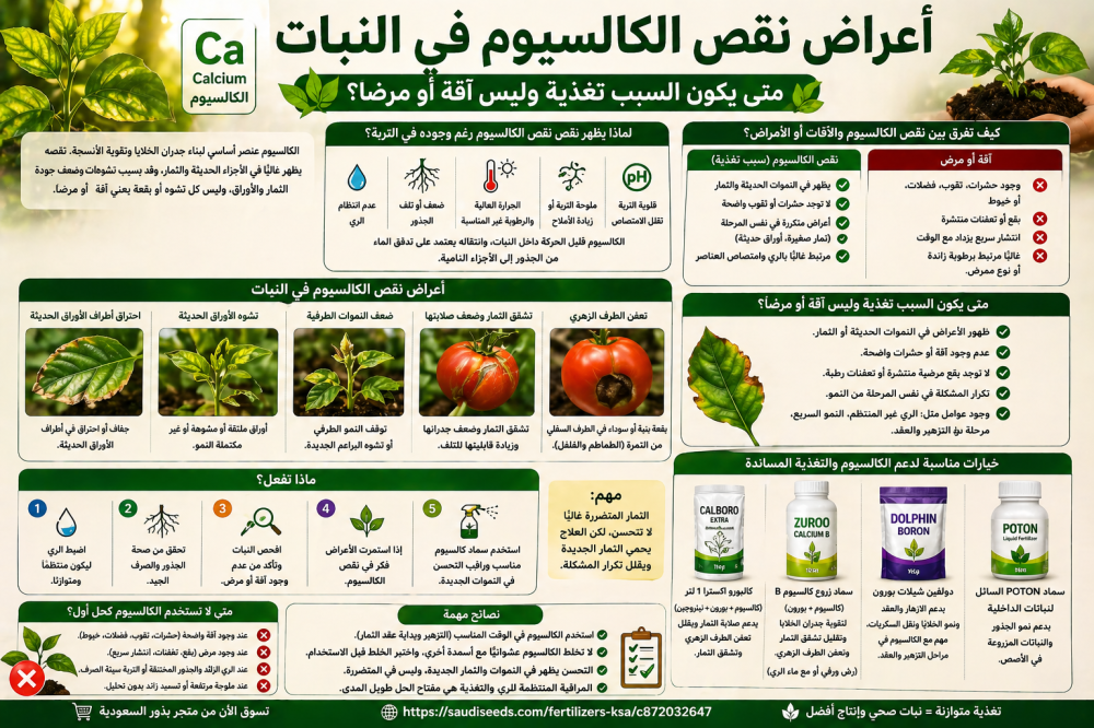 أعراض نقص الكالسيوم في النبات ومتى تستخدمه