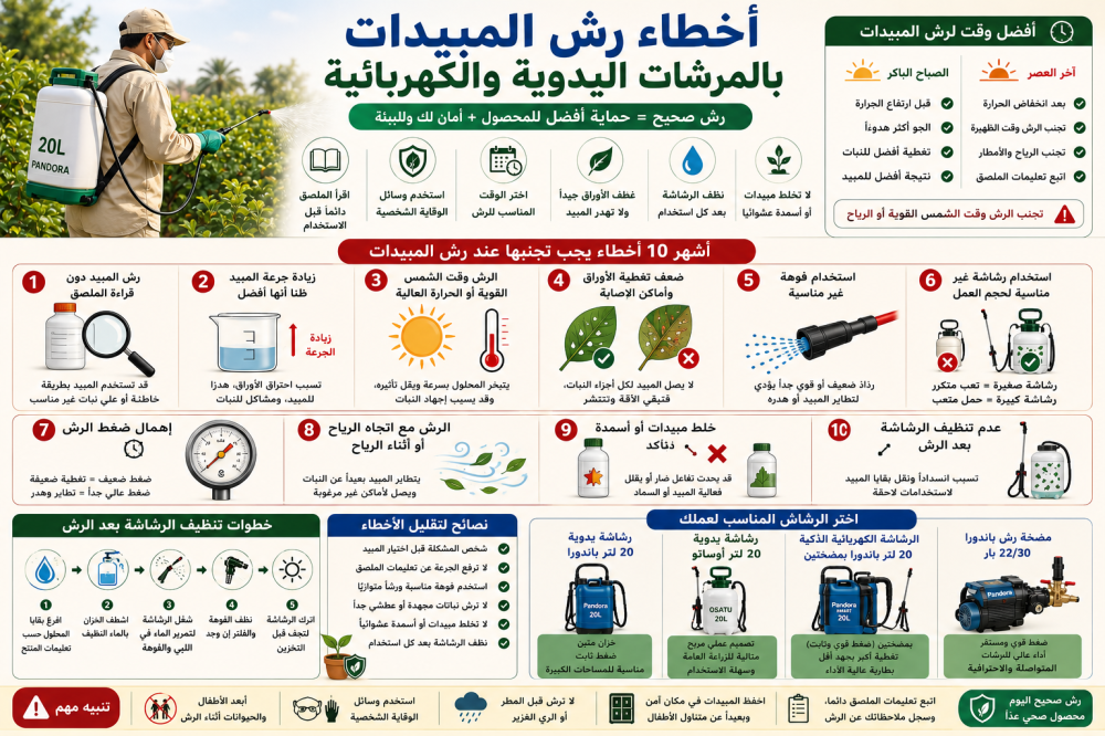 أخطاء رش المبيدات بالمرشات اليدوية والكهربائية