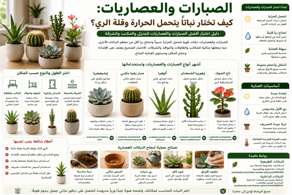الصبارات والعصاريات: كيف تختار نباتًا يتحمل الحرارة وقلة الري؟