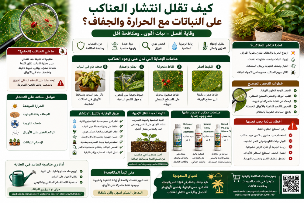 كيف تقلل انتشار العناكب على النباتات مع الحرارة والجفاف؟
