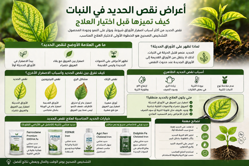 أعراأعراض نقص الحديد في اض نقص الحديد في النبات وكيف تميزها قبل العلاج