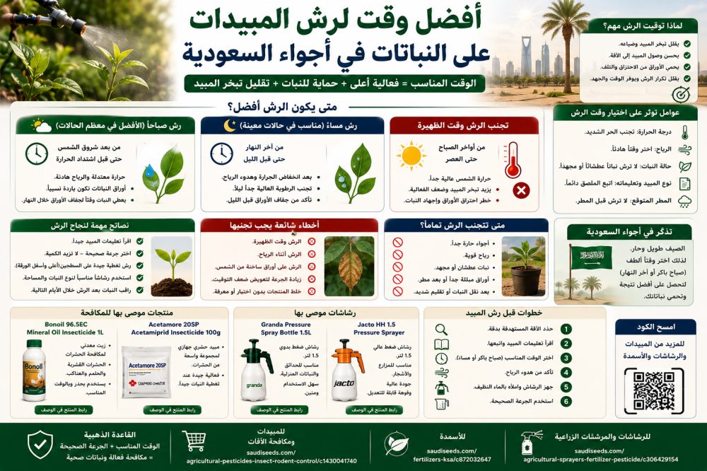 أفضل وقت لرش المبيدات على النباتات في أجواء السعودية