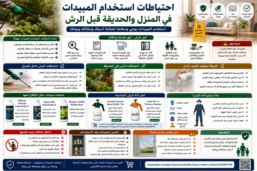 احتياطات استخدام المبيدات في المنزل والحديقة قبل الرش