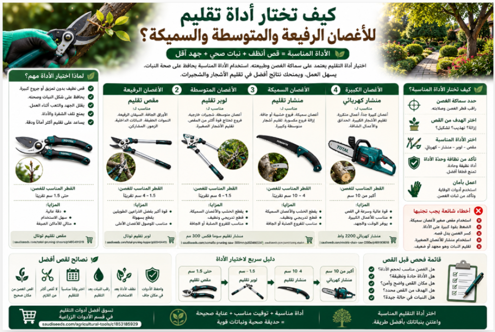 كيف تختار أداة تقليم للأغصان الرفيعة والمتوسطة والسميكة؟
